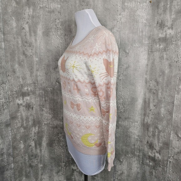 Sailor Moon Luna Guardian Symbols Womens L Sweater Box Lunch Exclusive Pink - Picture 2 of 6